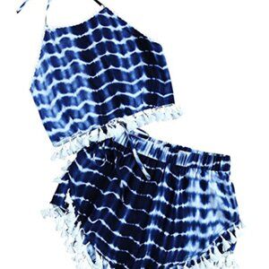 Zaful Tie-Dye Blue Two Piece Shorts Set- Medium